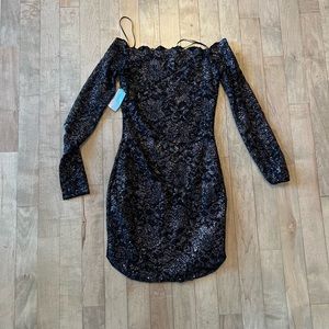 Black Glitter Dreams Bodycon Dress Strapless Brand New With Tags Windsor XS